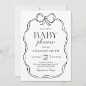 手描き黒弓ベビーガールシャワー 招待状 (正面)