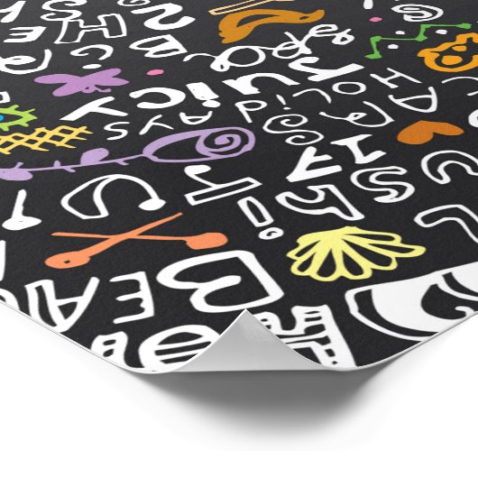 手描き黒板と夏テーマレタリング ポスター (角)