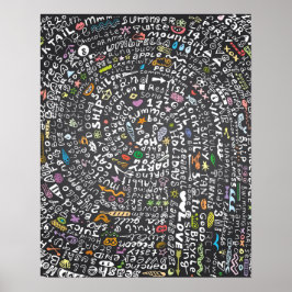 手描き黒板と夏テーマレタリング ポスター