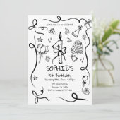 手描き1歳誕生日招待状 招待状 (スタンド正面)