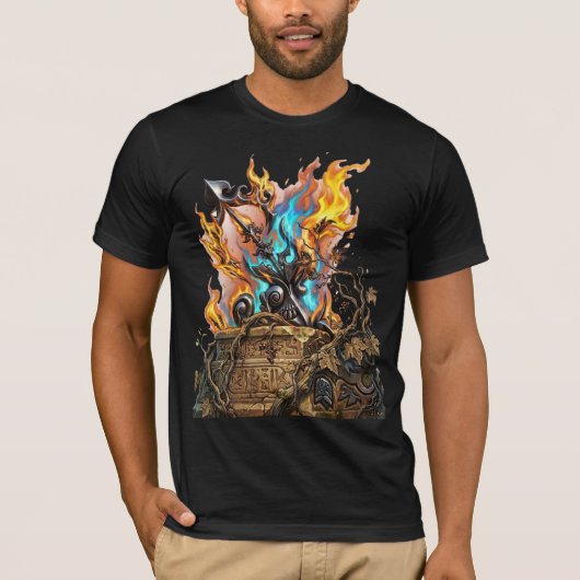 手描き3D炎の神話の武器 - アストラ Tシャツ (正面)