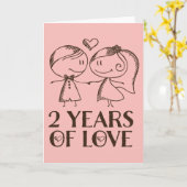 手描き カップル 2周年 おめでとう グリーティング カード (黄色い花)