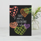 手描き カラフル ファン ハート バレンタイン グリーティング シーズンカード (スタンド正面)