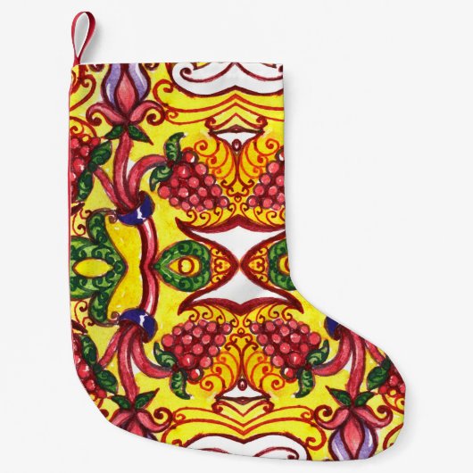 手描き：フローラ装飾品エレガンス。 スモールクリスマスストッキング (正面)