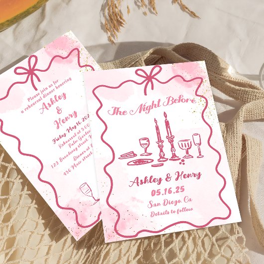 手描き リハーサルディナーの前夜 招待状