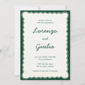手描き ヴィンテージ グリーン 手書き 結婚式 招待状 (正面)