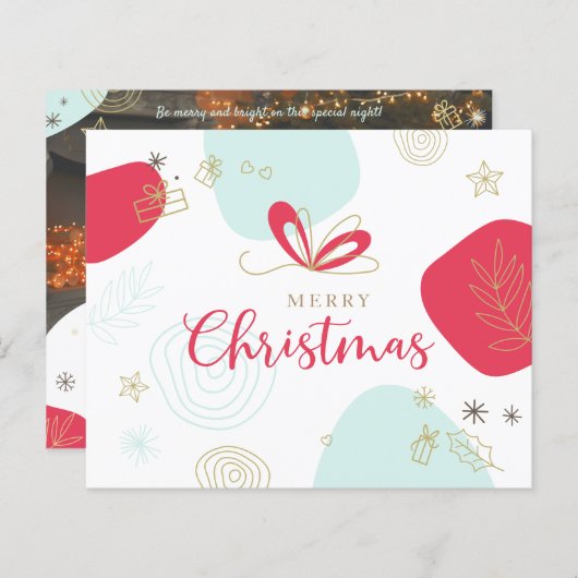 手描き、写真、シックとクリスマスエレガント。 (正面/裏面)