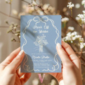 手描き 水色 販売終了 ブライダルシャワー 招待状