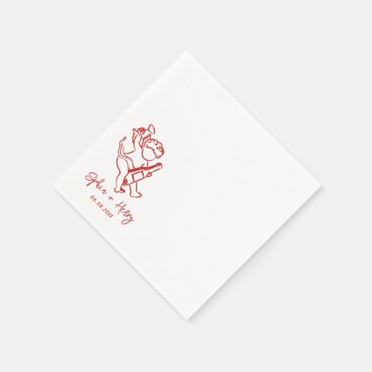 手描きCherub Cupidアイコン結婚ズ スタンダードカクテルナプキン (角)