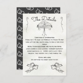 手描きCherub Cupid詳細情報カード 招待状