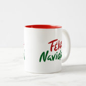 手描きFeliz Navidadデザイン ツートーンマグカップ (正面右)