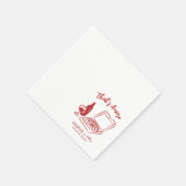 手描きthatsアモーレピザワインリハーサルディナー スタンダードカクテルナプキン (角)