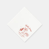 手描きthatsアモーレピザワインリハーサルディナー スタンダードカクテルナプキン (角)