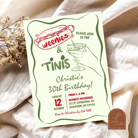 手描きweenies+tiniesの誕生日パーティー 招待状