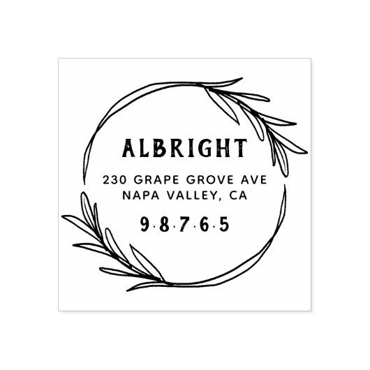 手描はっきりしたき植物性リース差出人住所 ラバースタンプ (インプリント)