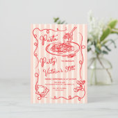 手描イタリアンきパスタパーティー誕生日 招待状 (スタンド正面)