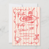 手描イタリアンきパスタパーティー誕生日 招待状 (正面)