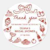 手描イタリアンきピザパスタブライダルシャワー ラウンドシール (正面)