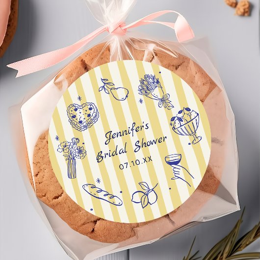 手描イタリアンきレモンブライダルシャワーシール ラウンドシール