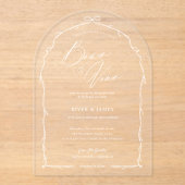 手描エレガントきシックな弓とリボンアーチズ結婚ス アクリル招待状 (正面)