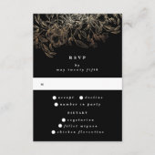 手描エレガントき植物モノグラ結婚ム 出欠カード (正面)