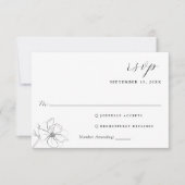 手描エレガントき植物用RSVPカード 出欠カード (正面)