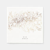 手描エレガントき植物箔モノグラム結婚ズ スタンダードカクテルナプキン (正面)