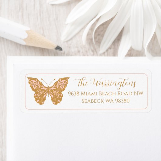 手描エレガントき植物蝶 ラベル (インサイチュ)