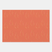 手描エレガントき模様金ゴールド焼きオレンジ ラッピングペーパーシート (正面3)