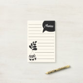 手描エレガントき花ポット白黒シック ポストイット (デスク上)