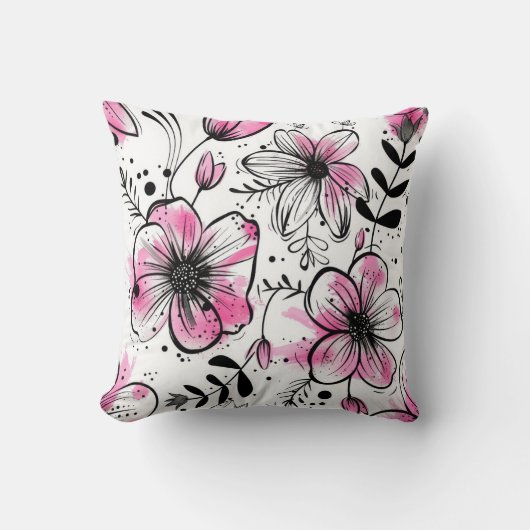 手描エレガントき花柄 クッション (正面)