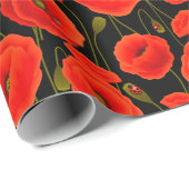 手描エレガントき赤緑花柄 ラッピングペーパー (ロールコーナー)