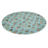 手描カラフルきの可愛いサボテンスタイル カッティングボード (角)