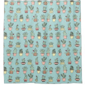 手描カラフルきの可愛いサボテンスタイル シャワーカーテン (正面)