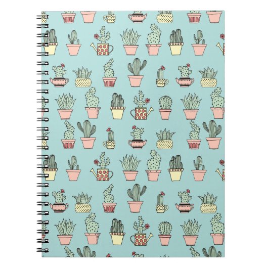 手描カラフルきの可愛いサボテンスタイル ノートブック (正面)