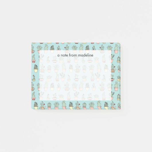 手描カラフルきの可愛いサボテンスタイル ポストイット (正面)