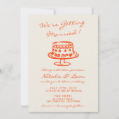 手描カラフルきケーキレトロ写真おもしろい結婚 招待状 (正面)