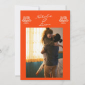 手描カラフルきケーキレトロ写真おもしろい結婚 招待状 (裏面)