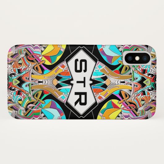 手描カラフルき抽象芸術Iモノグラムイニシャル Case-Mate iPhoneケース (裏面(横))