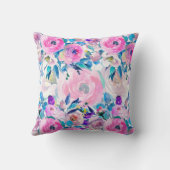 手描カラフルき水彩色フローラコラージュ クッション (裏面)