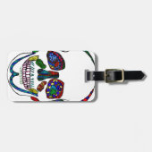 手描カラフルき砂糖スカルモザイク ラゲッジタグ (正面横)