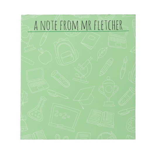 手描パーソナライズされたき学校用品パターンPo ノートパッド (正面)