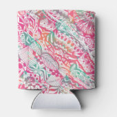 手描フェミニンきピンクの部族花柄 缶クーラー (裏面)