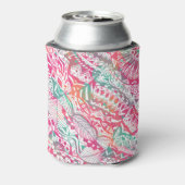 手描フェミニンきピンクの部族花柄 缶クーラー (缶裏面)