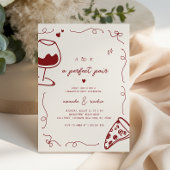 手描フランスのき完璧ペア婚約パーティ 招待状