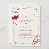 手描フランスのき完璧ペア婚約パーティ 招待状 (正面)