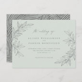 手描ミニマルきの緑の造幣局植物結婚局 インビテーションポストカード (正面/裏面)