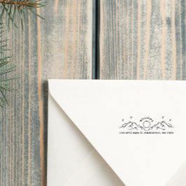 手描ミニマルきマウンテンファミリー差出人住所 セルフインキングスタンプ