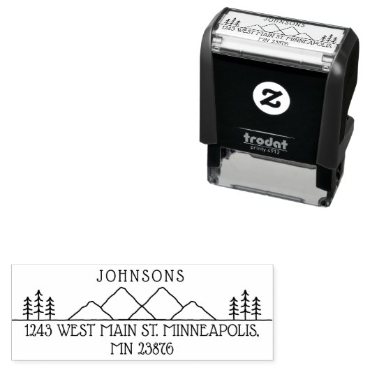 手描ミニマルきマウンテンファミリー差出人住所 セルフインキングスタンプ (インサイチュ)