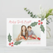 手描モダンきのヒイラギの実の写真立て シーズンカード (スタンド正面)